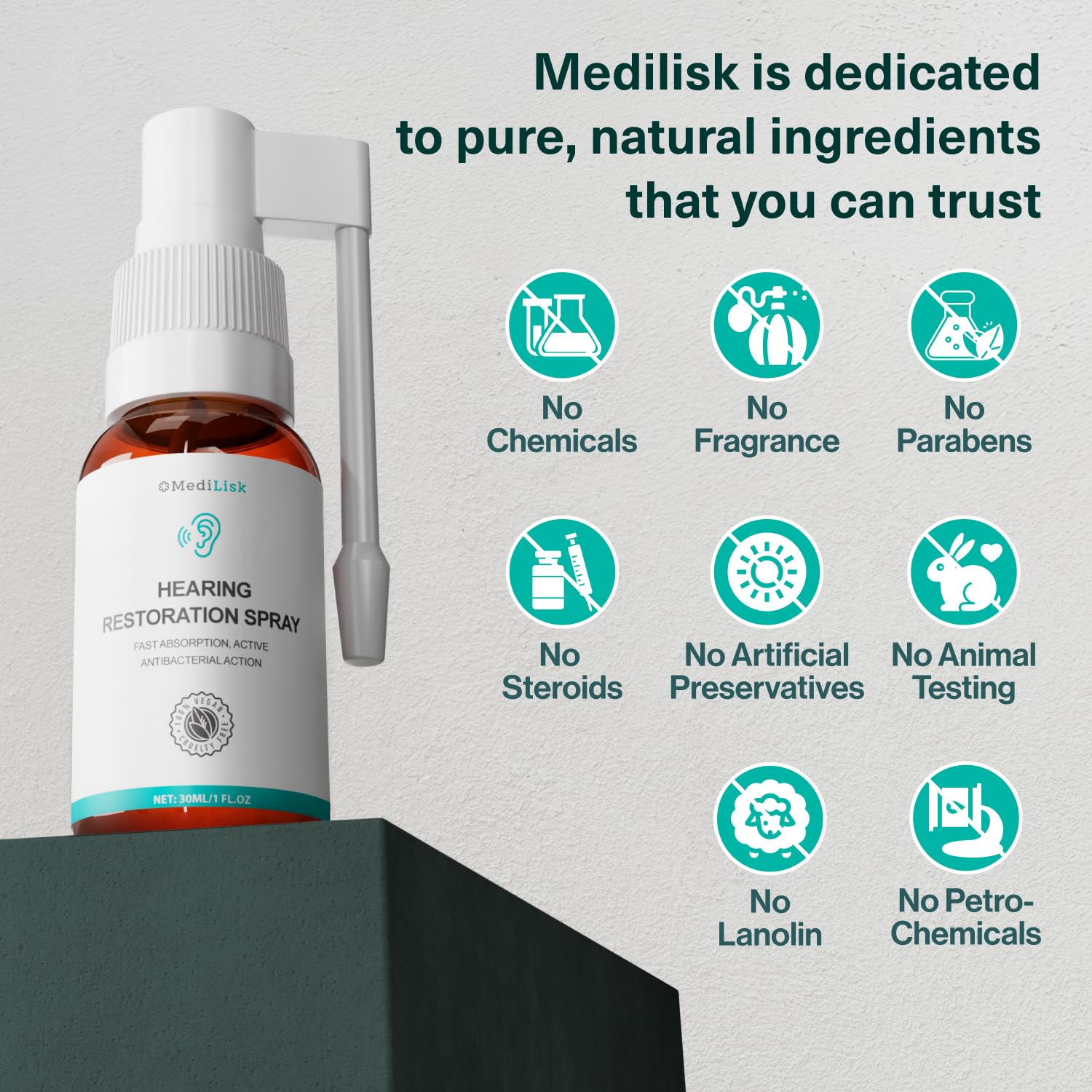 MediLisk Hearing Restoration Spray – Gentle Ear Care & Earwax Cleaning (1 Fl Oz)