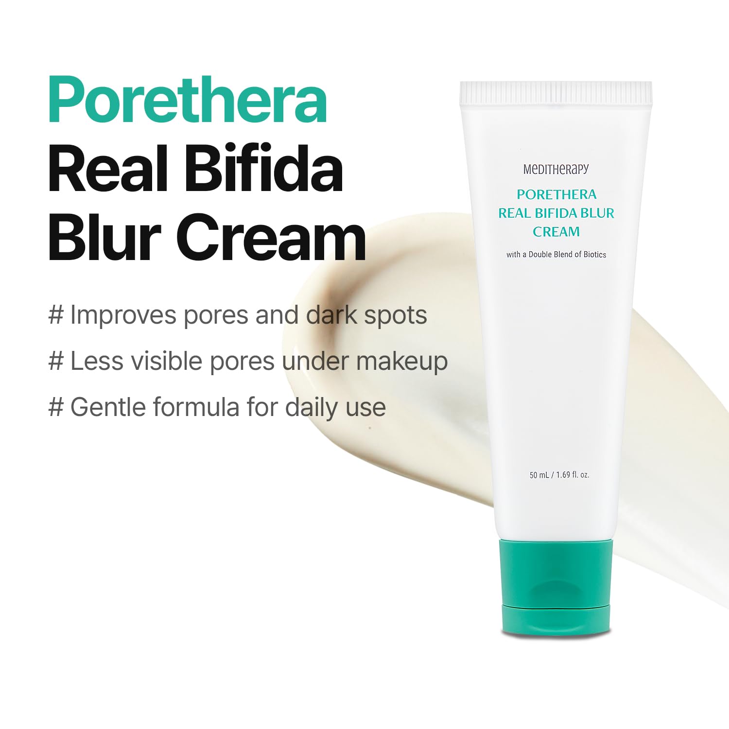 MEDITHERAPY Porethera Real Bifida Blur Cream | Korean Face Moisturizer & Pore Minimizer 1.69 fl oz