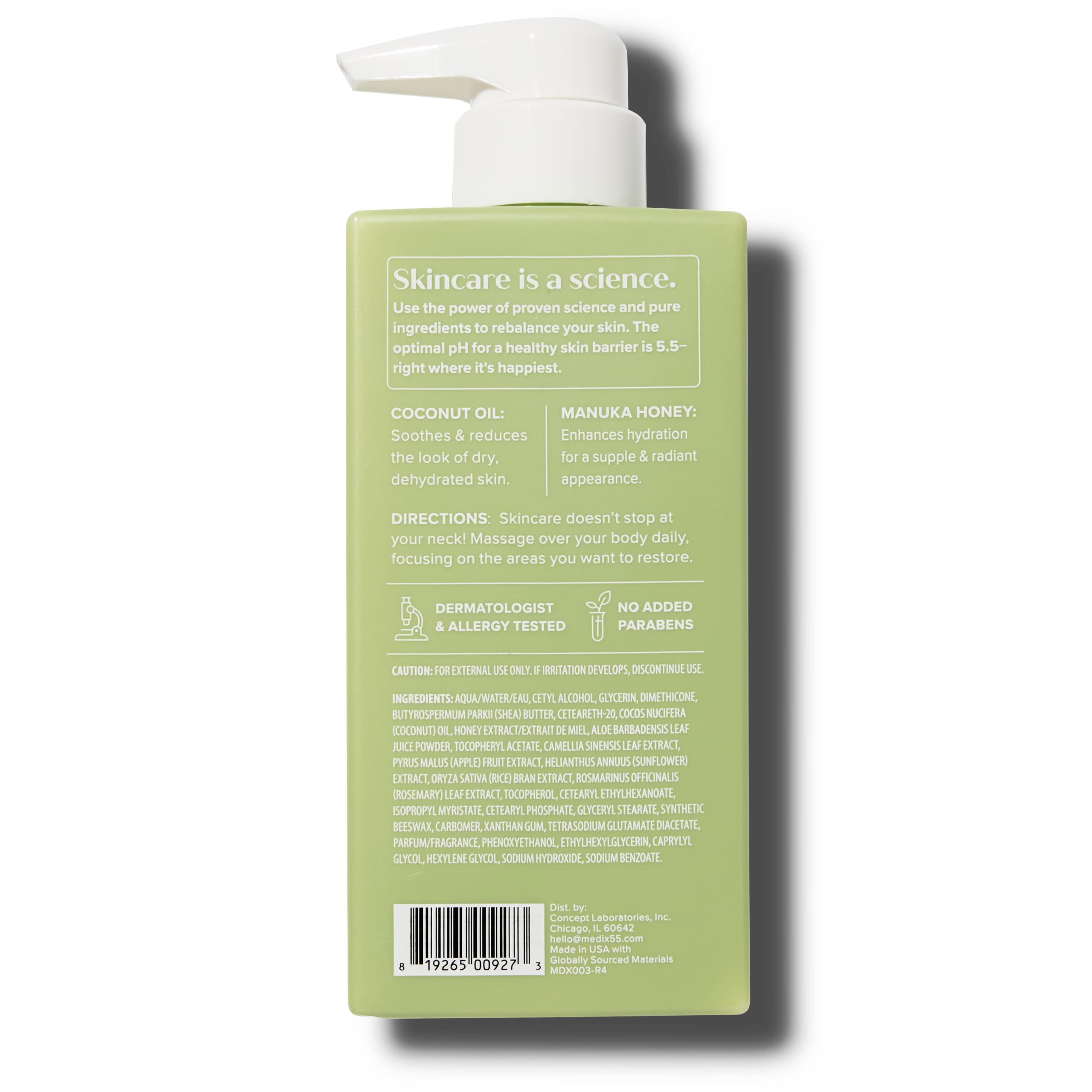 Medix 5.5 Coconut Oil + Manuka Honey Body Cream | Hydrating Moisturizer 15 fl oz