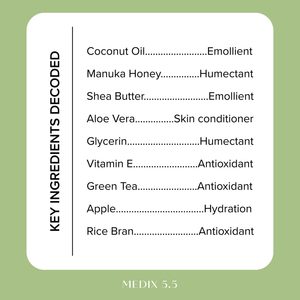 Medix 5.5 Coconut Oil + Manuka Honey Body Cream | Hydrating Moisturizer 15 fl oz