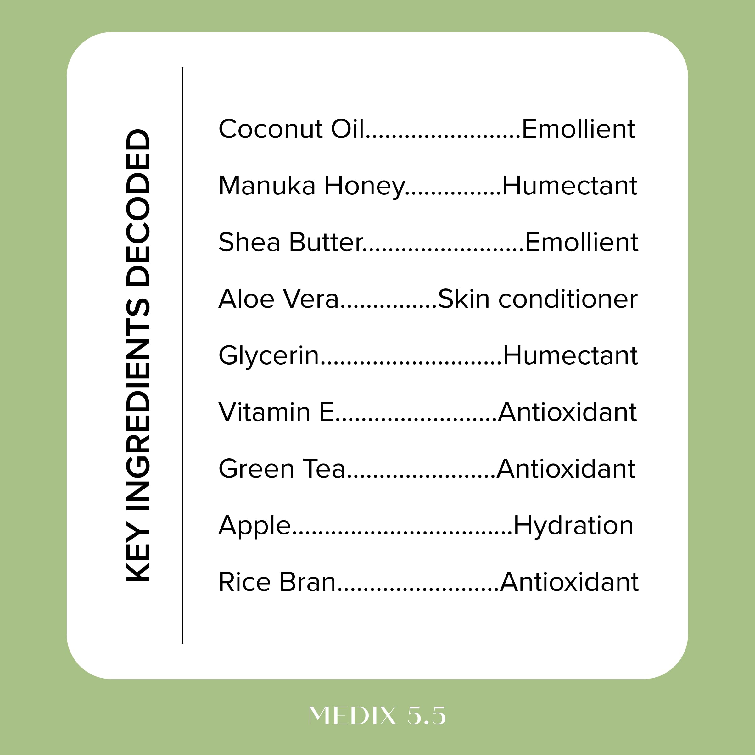 Medix 5.5 Coconut Oil + Manuka Honey Body Cream | Hydrating Moisturizer 15 fl oz