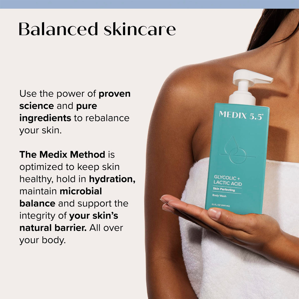 Medix 5.5 Glycolic + Lactic Acid Exfoliating Body Wash | KP Bump Eraser 15oz