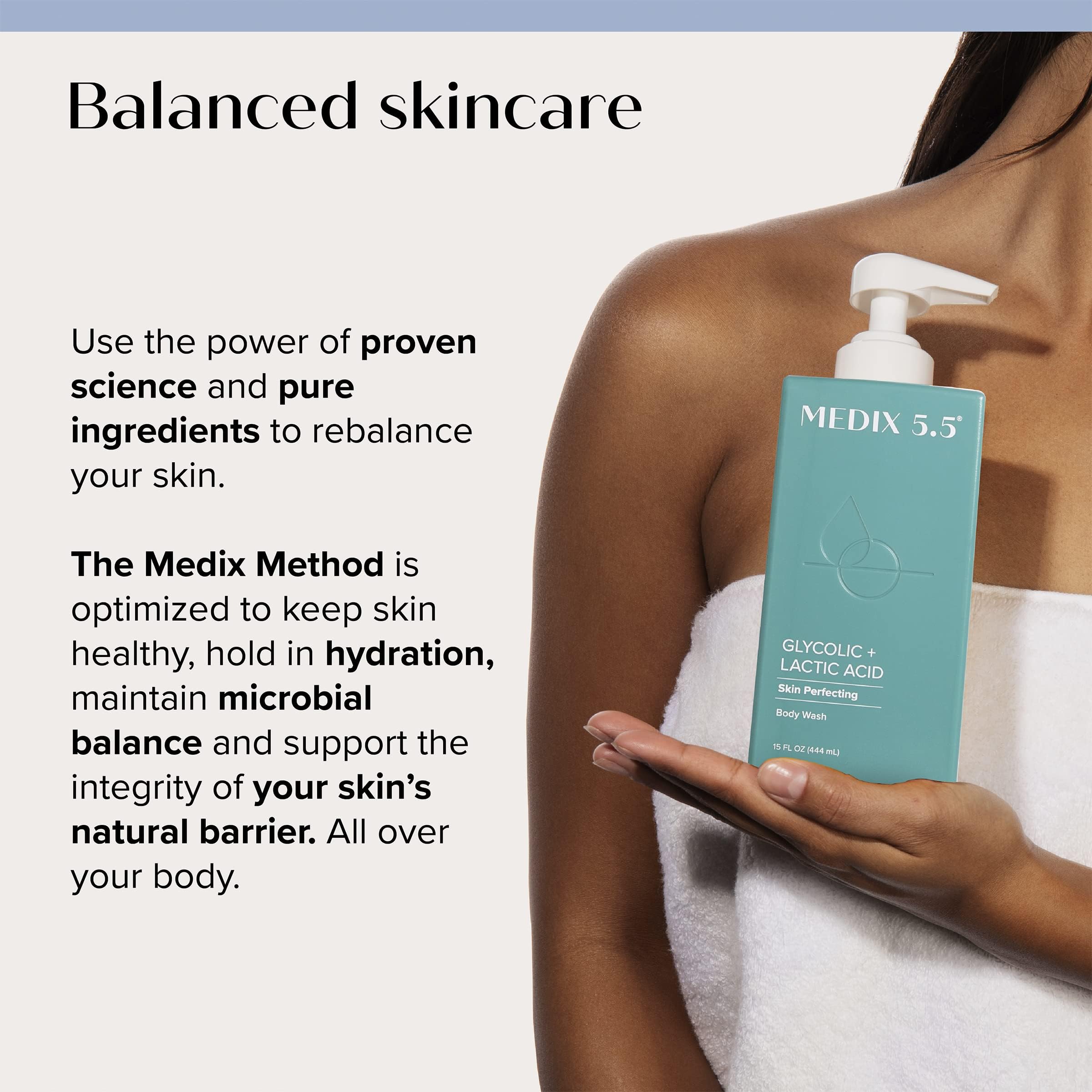 Medix 5.5 Glycolic + Lactic Acid Exfoliating Body Wash | KP Bump Eraser 15oz