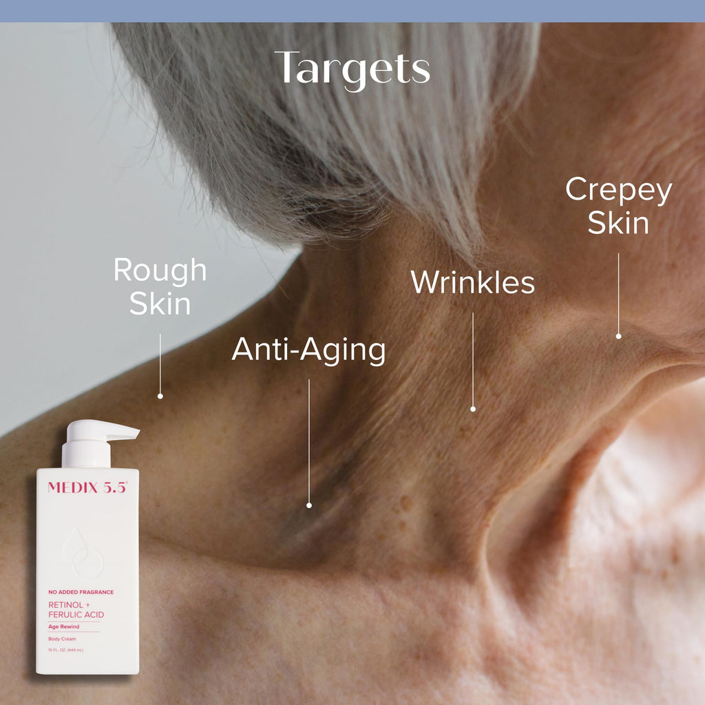 Medix 5.5 Fragrance Free Retinol Body Lotion + Vitamin C Cream 2pc Set | Crepey Skin Care & Brightening Duo