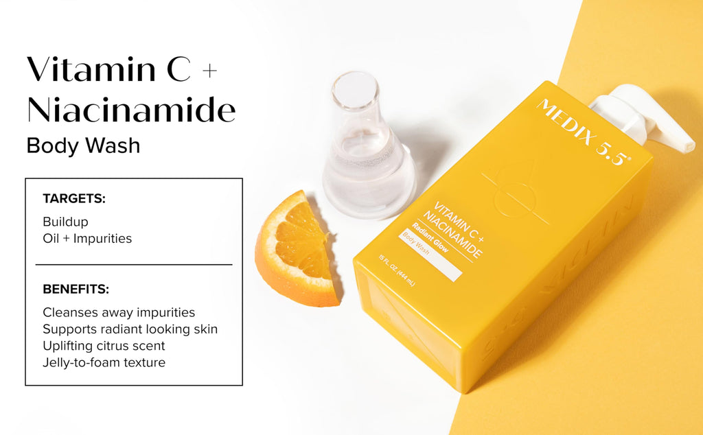 Medix 5.5 Radiant Glow Vitamin C Body Wash with Niacinamide | Citrus Scented | 2-Pack