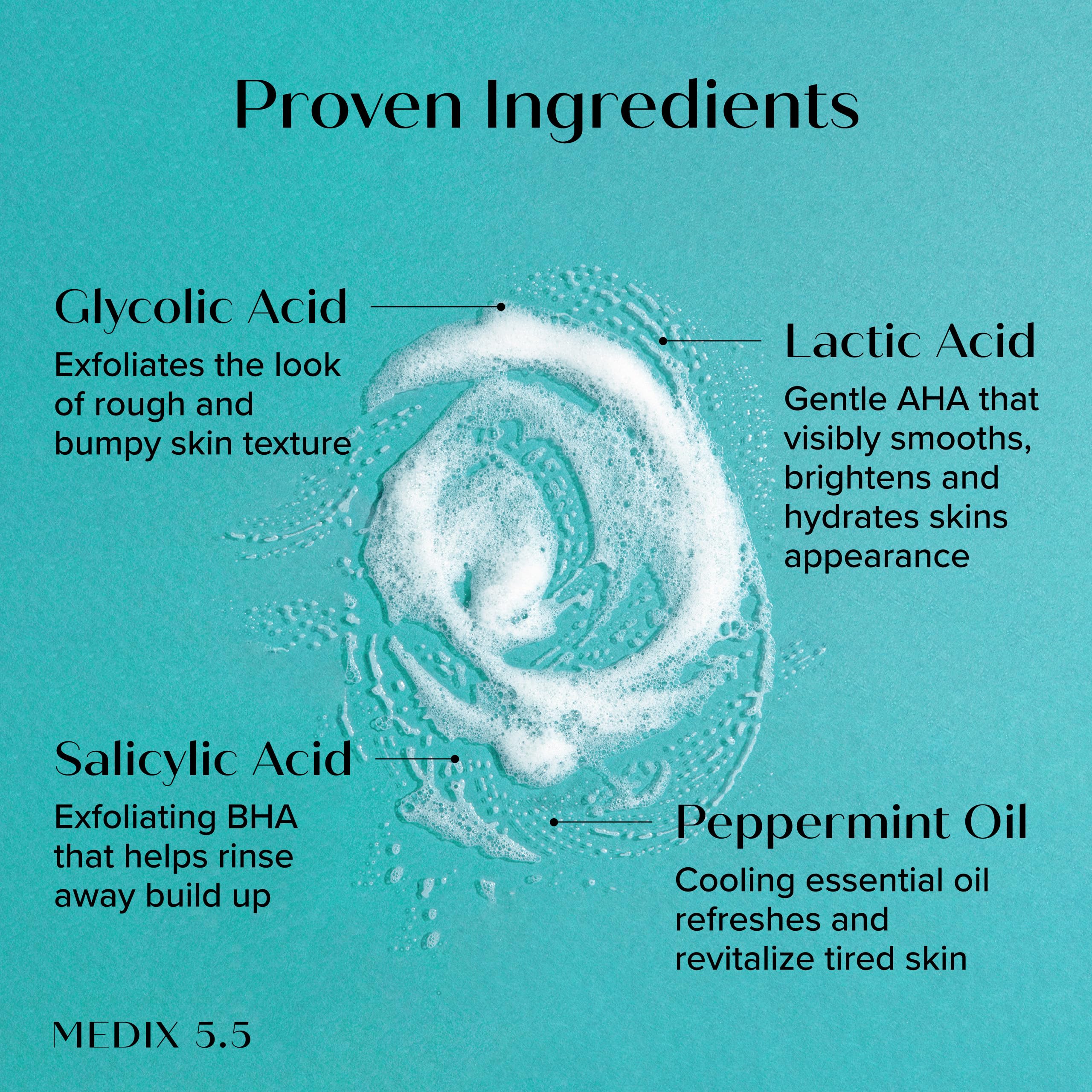 Medix 5.5 Glycolic + Lactic Acid Exfoliating Body Wash | KP Bump Eraser 15oz