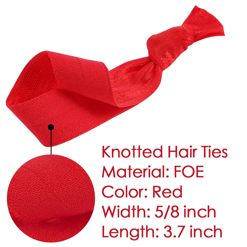 MEEDEE 100 Pack Red Hair Ties – No-Crease, Ouchless, Soft Fold-Over Elastic