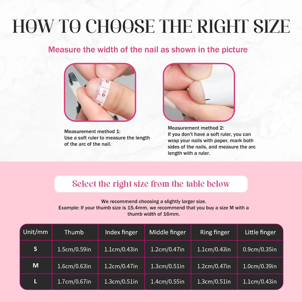 Meemooron Square Short Press-On Nails – Pink French Tip, 3D Bow & Rhinestones (10 pcs, Size M)
