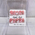Meemooron Handmade Press On Nails – Square Short Pink French Tip with 3D Flowers & Rhinestones | Glossy Luxury Acrylic Nails (10pcs, Size M)