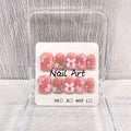 Meemooron Square Short Press-On Nails – Pink French Tip, 3D Bow & Rhinestones (10 pcs, Size M)