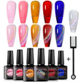 MEET ACROSS Cat Eye Glitter Gel Polish Set – Magnetic 6-Color UV Gel Kit with Magnet Stick