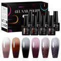MEET ACROSS 8Pcs Color Changing Gel Nail Polish Set – Brown Mood Temperature Color Change Kit for Fall/Winter