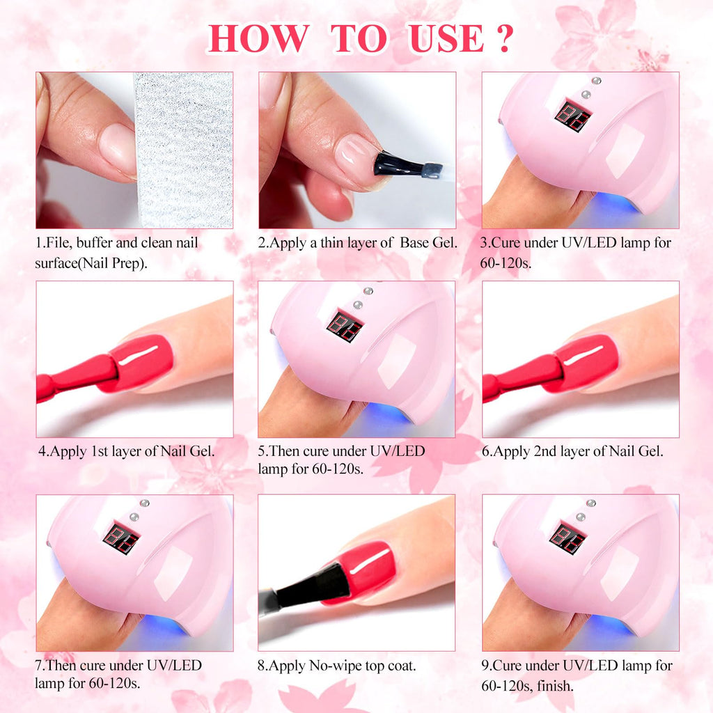 MEET ACROSS Gel Nail Polish Set – 8 Pink Nude Gel Colors for French Manicure
