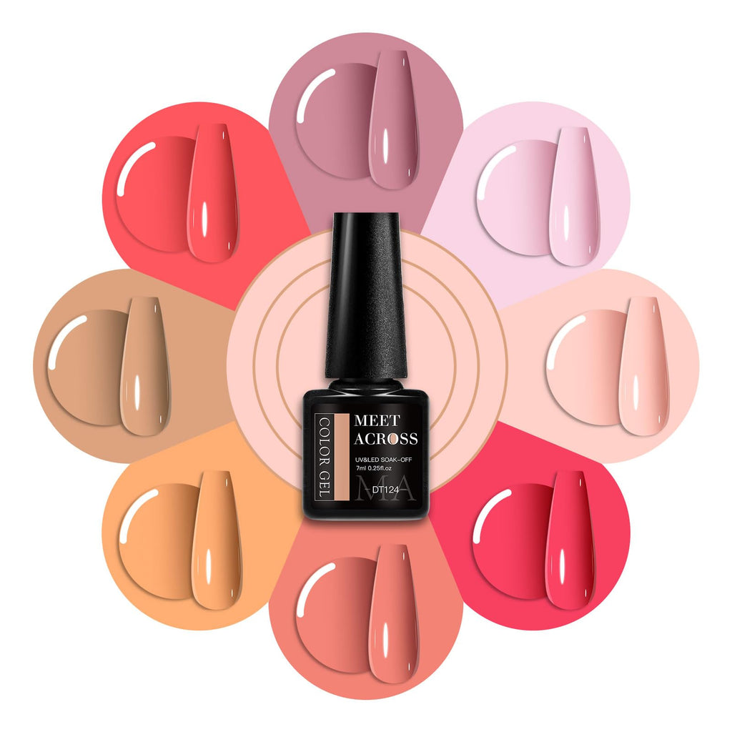 MEET ACROSS Gel Nail Polish Set – 8 Pink Nude Gel Colors for French Manicure