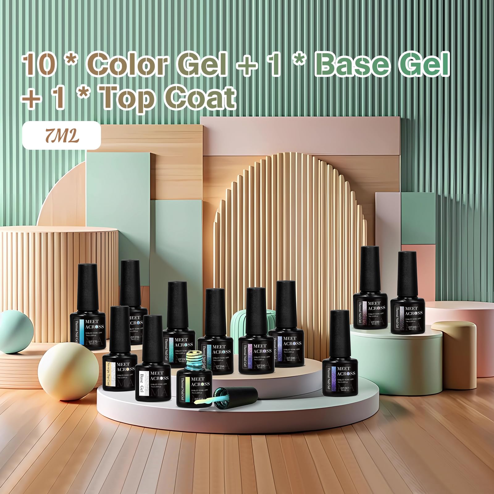 MEET ACROSS 12 PCS Color Changing Gel Nail Polish Kit – Mood-Shift Glitter Temperature Nail Art at Home