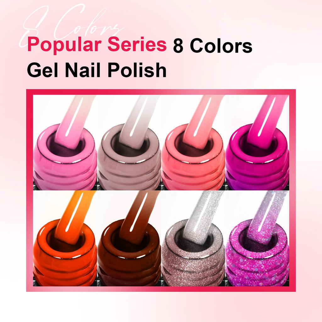 MEET ACROSS Mood Gel Nail Polish Set – Temperature Color-Changing Gel Colors Collection (8 Colors)