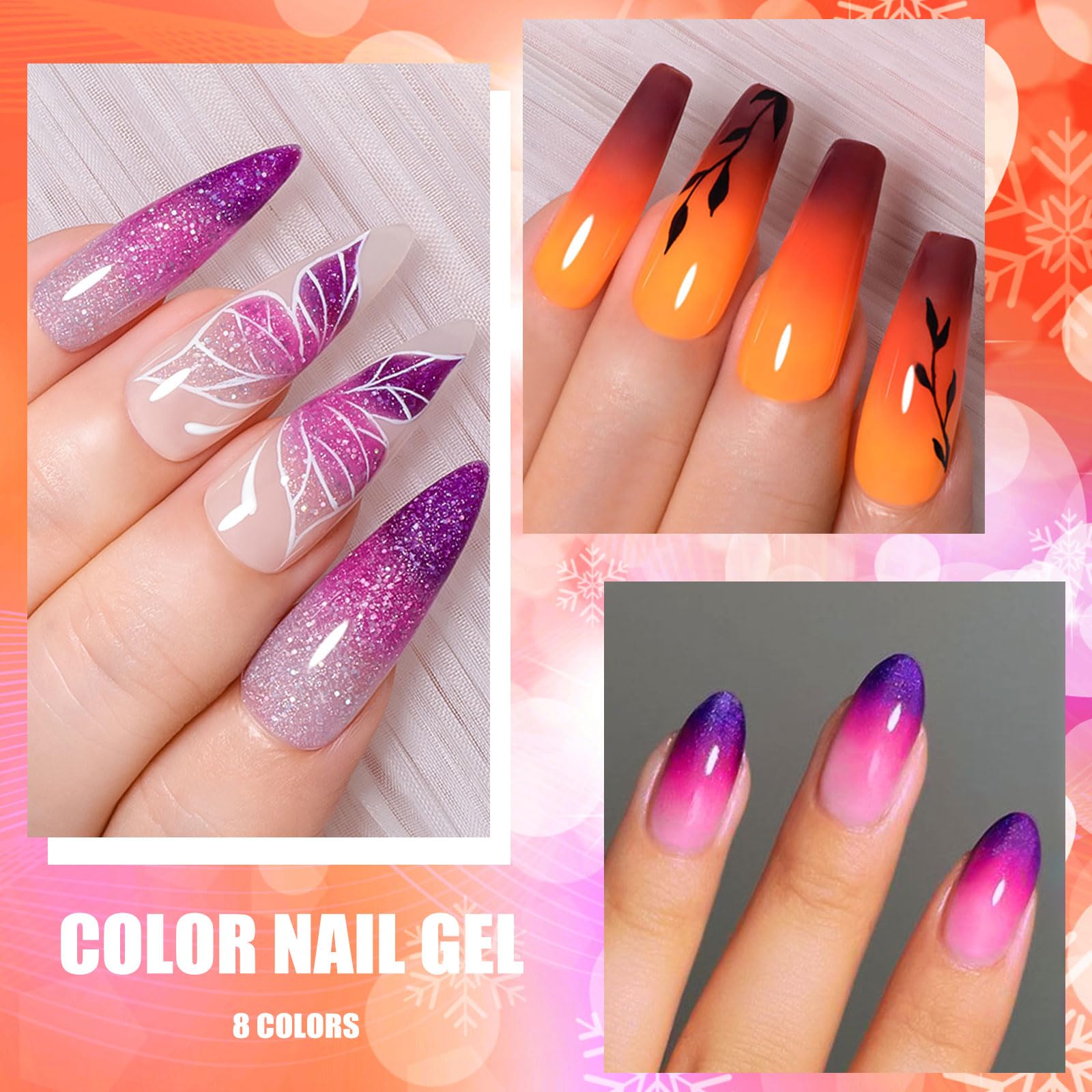 MEET ACROSS Mood Gel Nail Polish Set – Temperature Color-Changing Gel Colors Collection (8 Colors)