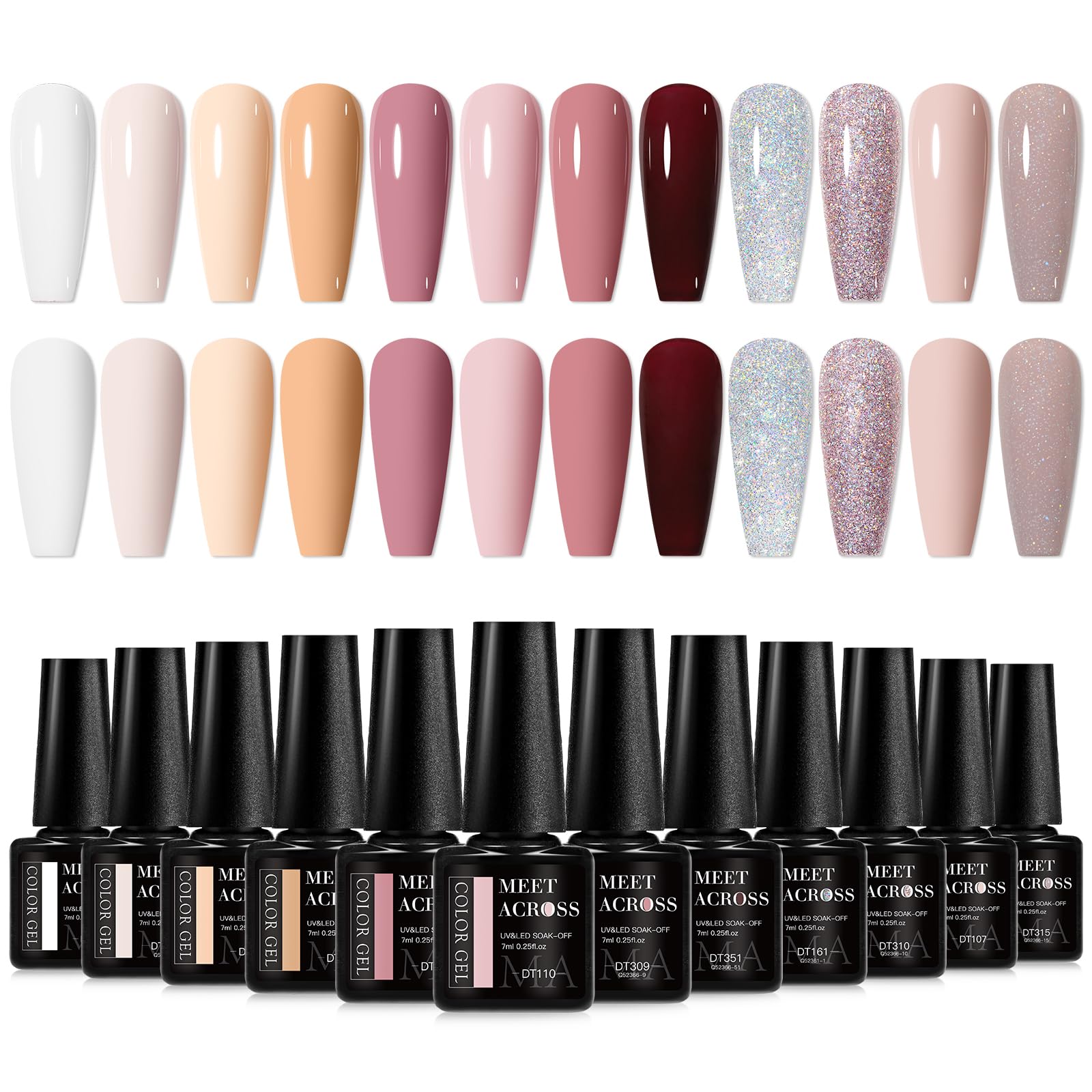 MEET ACROSS Gel Nail Polish Kit – 12 Nude Pink Shades for All Seasons