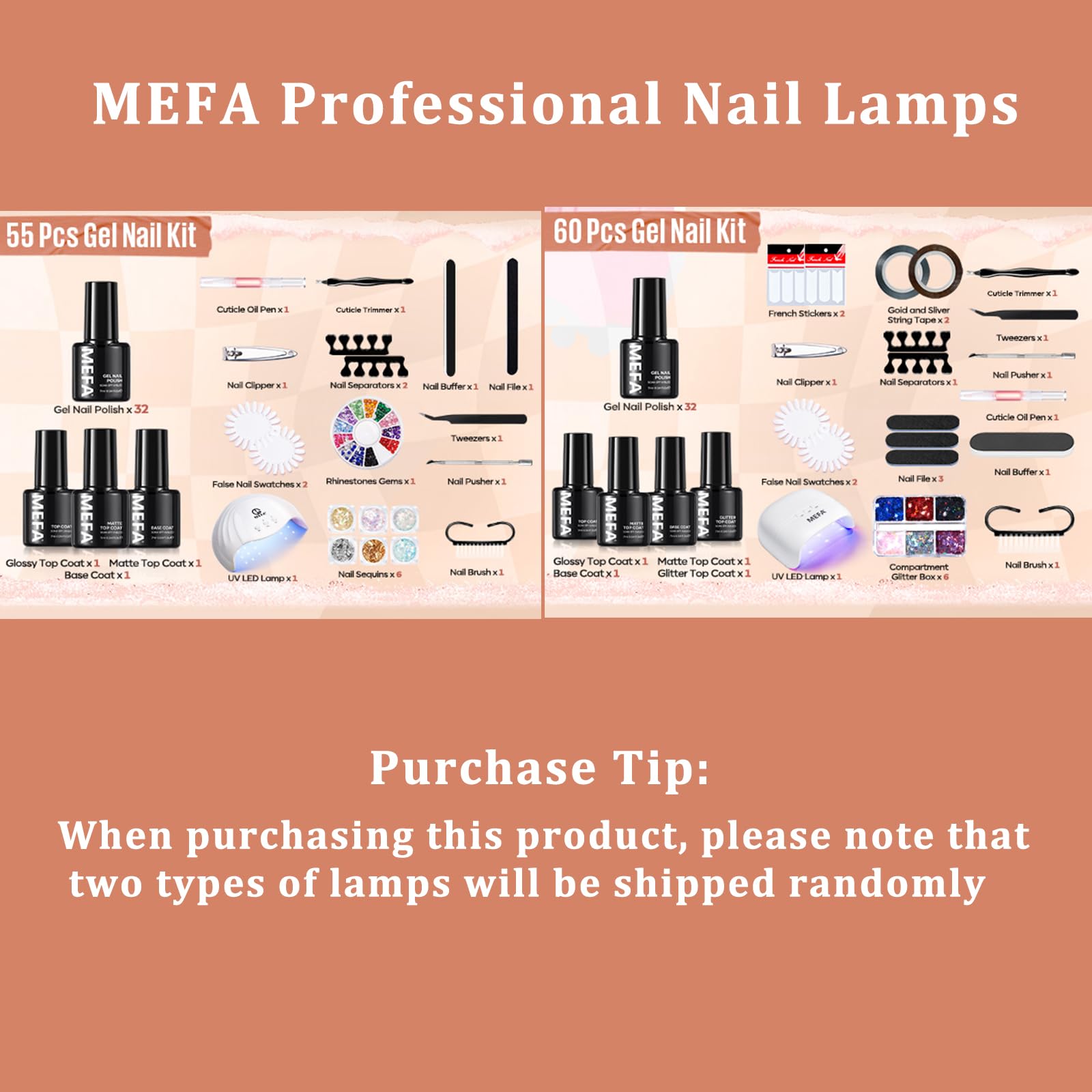 MEFA Gel Nail Polish Kit with 72W LED Lamp – 32 Colors & Top Coats