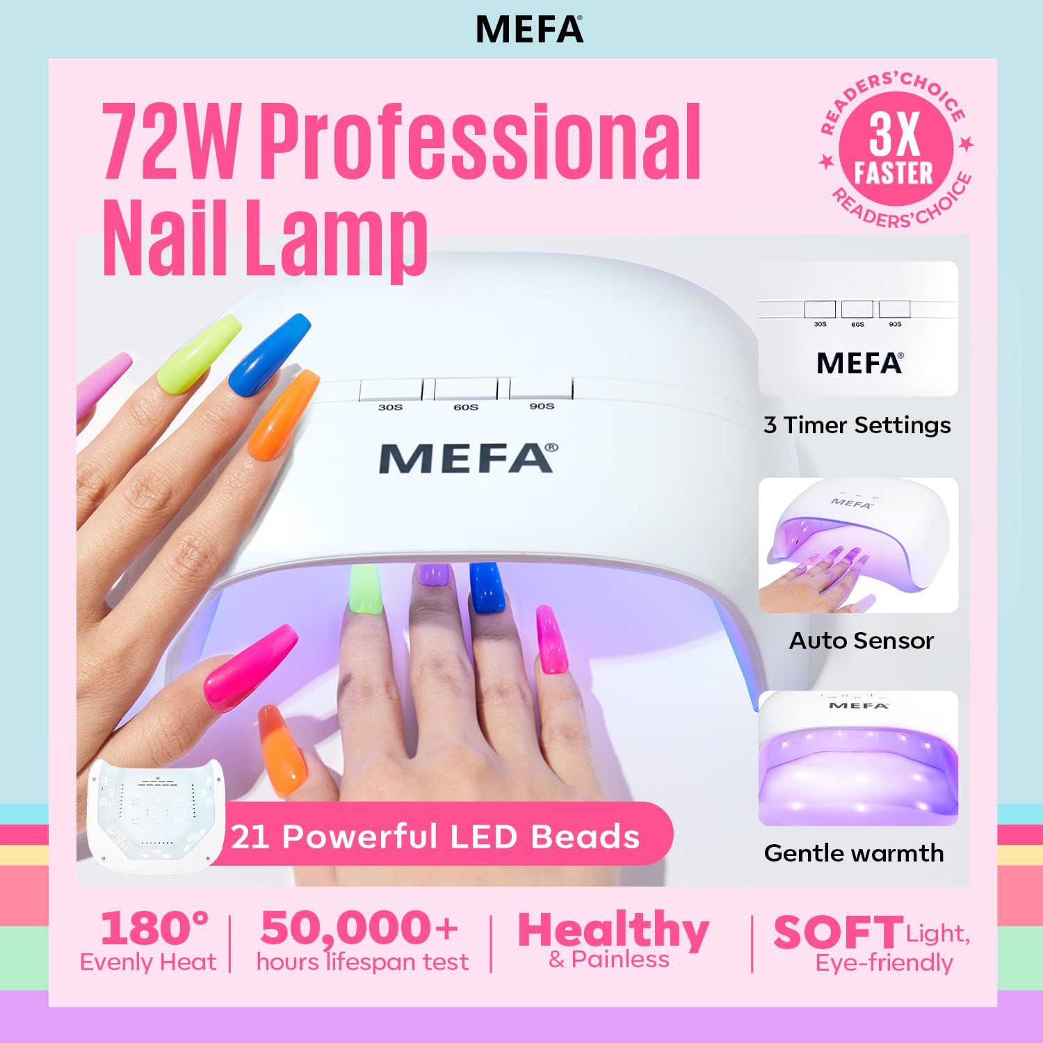 MEFA 60 Pcs Gel Nail Polish Kit with UV Light – 32 Colors, Soak-Off Gel, Home Salon Set