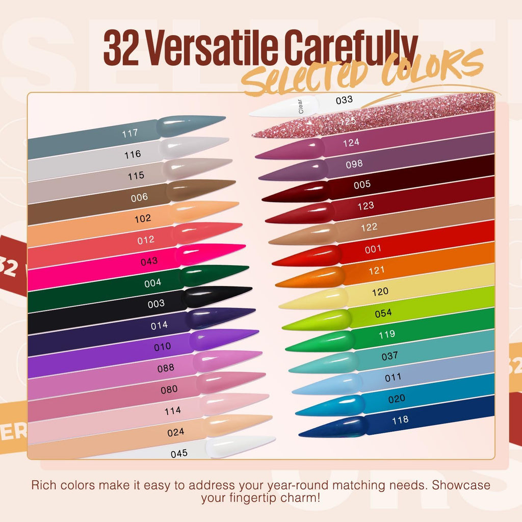 MEFA 32 Colors Dip Powder Kit – All-Season Tones with Base Top Activator