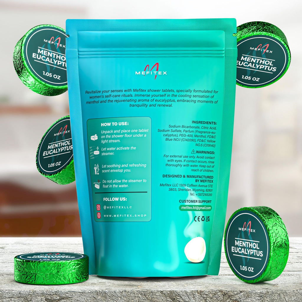 Mefitex Shower Steamers for Men – Menthol Aromatherapy, 15 Pack