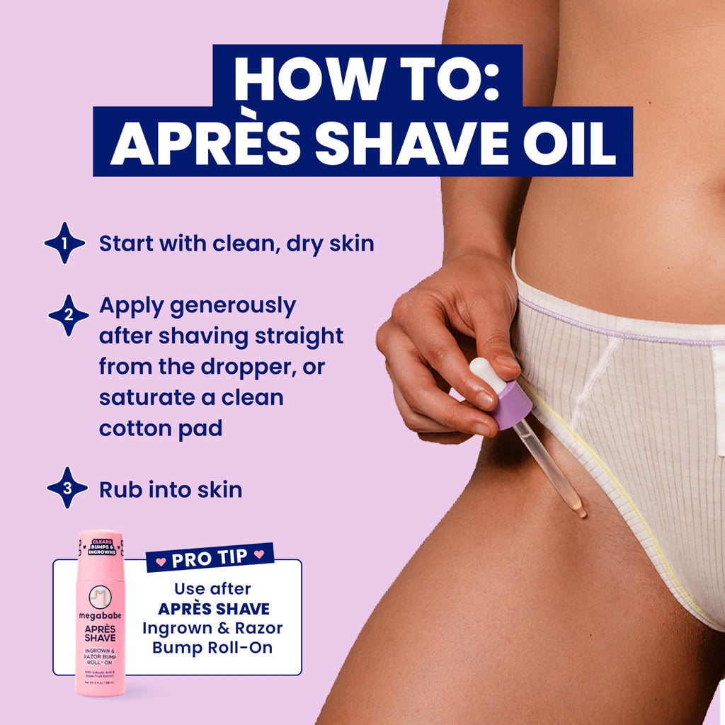 Megababe Après Shave Oil | Soothing After-Shave Oil with Grapeseed & Jojoba, 2 oz