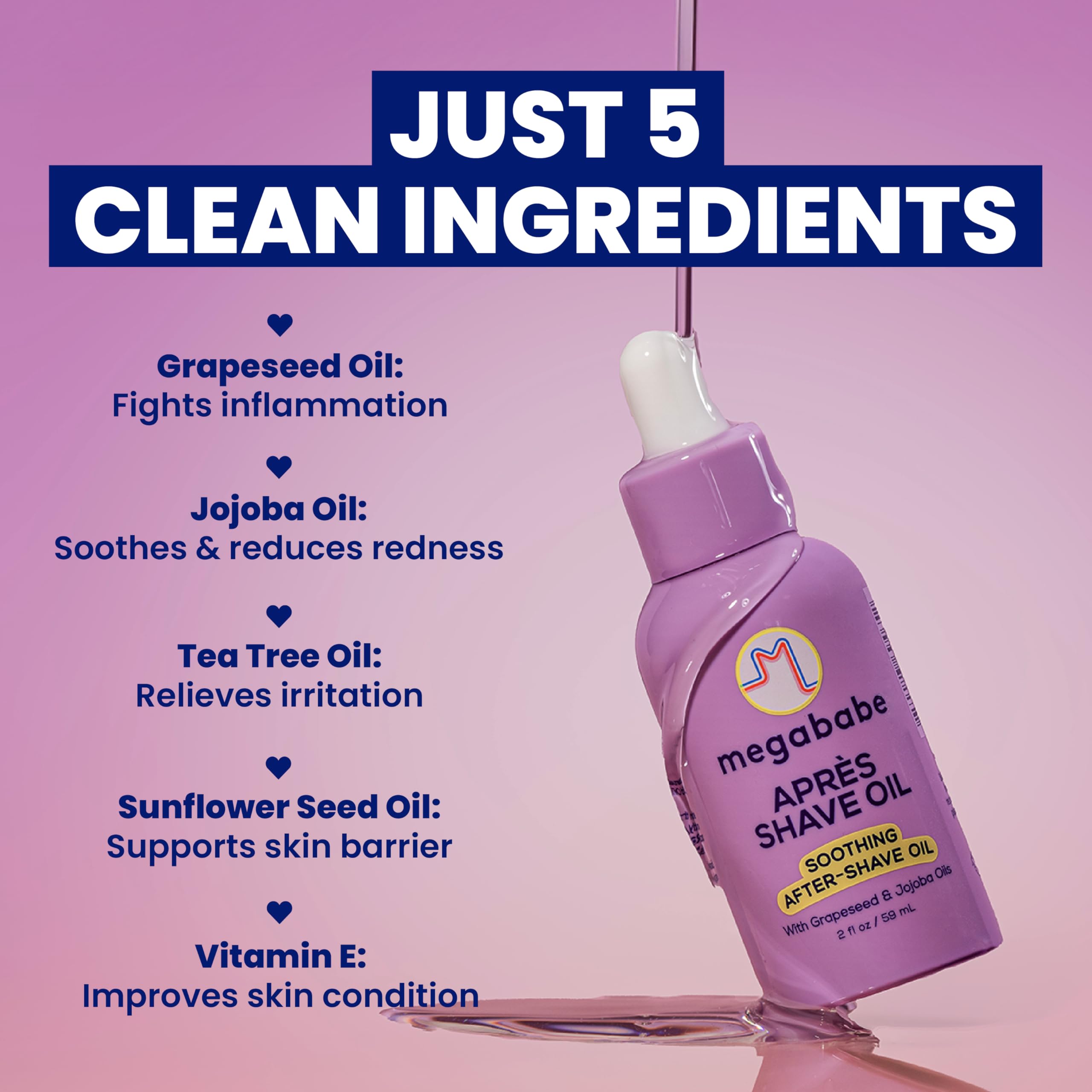 Megababe Après Shave Oil | Soothing After-Shave Oil with Grapeseed & Jojoba, 2 oz