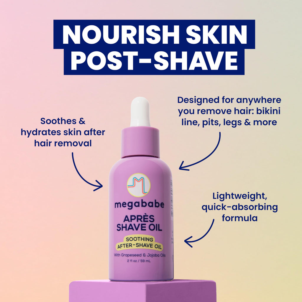 Megababe Après Shave Oil | Soothing After-Shave Oil with Grapeseed & Jojoba, 2 oz