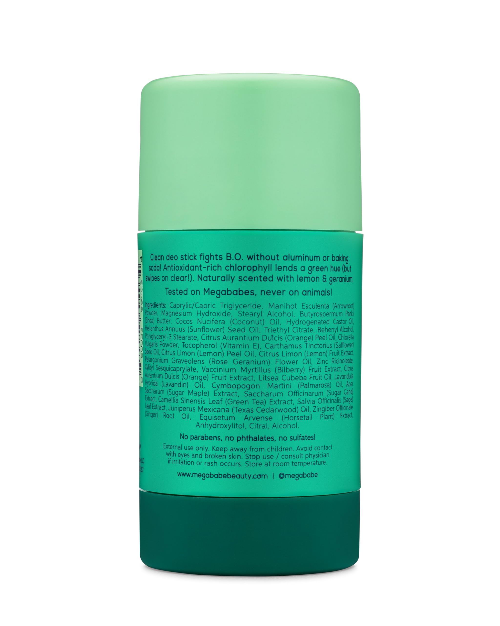 Megababe Daily Deodorant Green Deo – Aluminum-Free, All-Natural with Anti-Oxidants | Geranium & Lemon | 2.6 oz (Pack of 2)