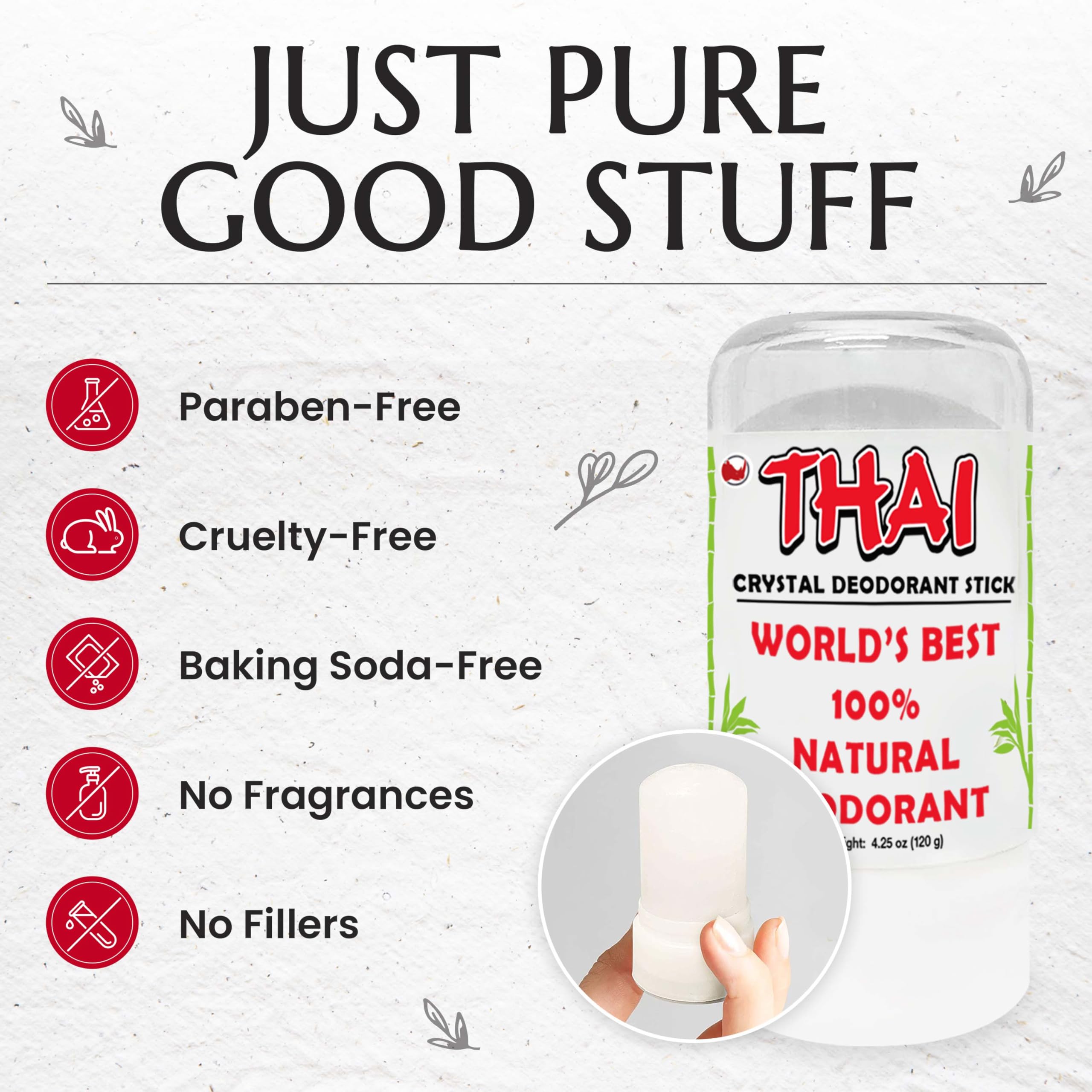 MegaRhino 2-Pack Thai Deodorant Stones – Clinically Tested, Dermatologist Approved, Natural Crystal Salt Odor Protection