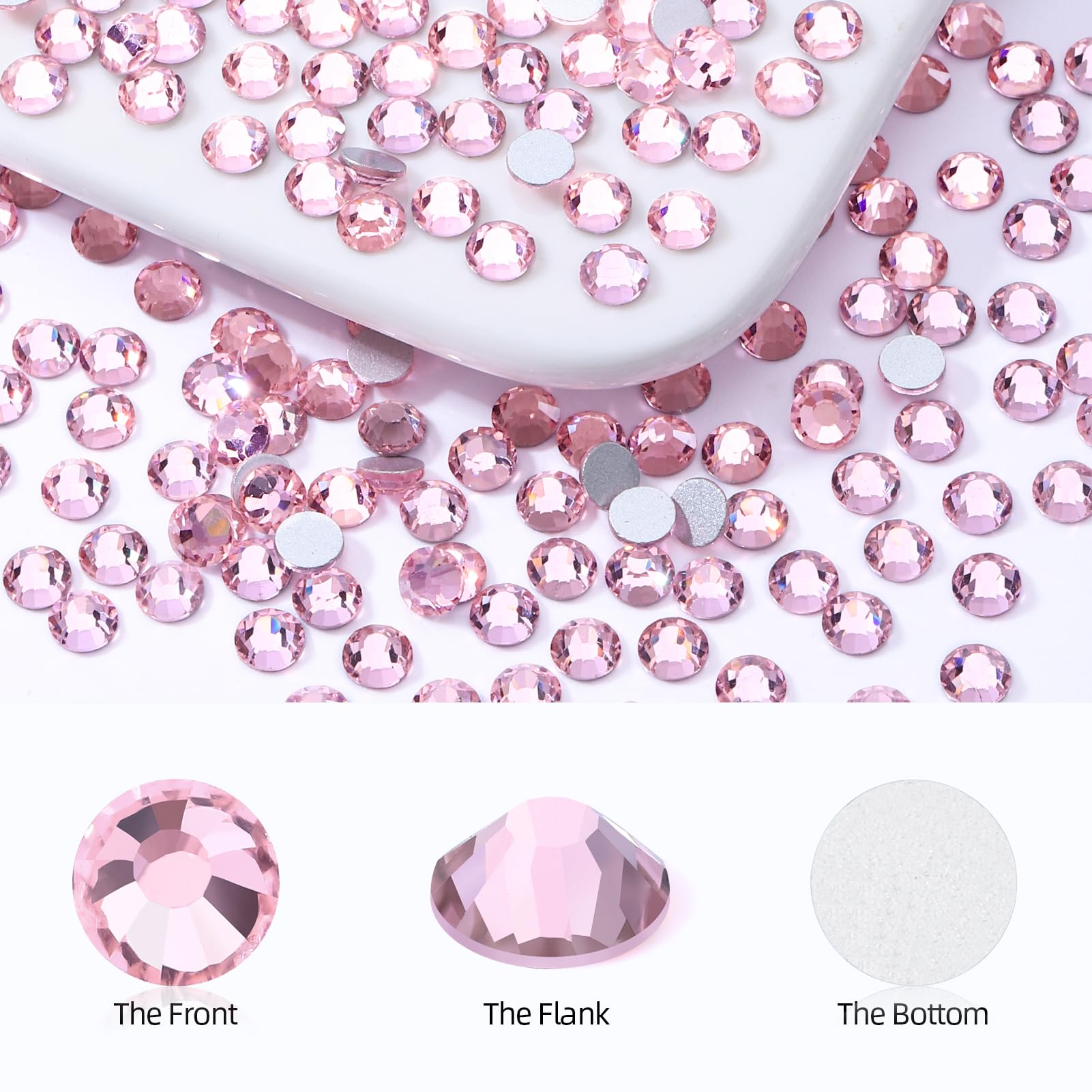 MEIBITE Pink Flatback Rhinestones – 2880 SS16 Glass Crystals (3.8-4.0mm) for Nails & Crafts