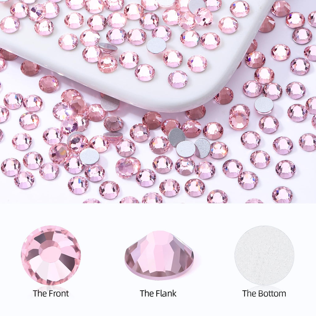 Meibite Pink Flatback Rhinestones SS30, 576 Pcs – Glass Gems for Nail Art & Crafts