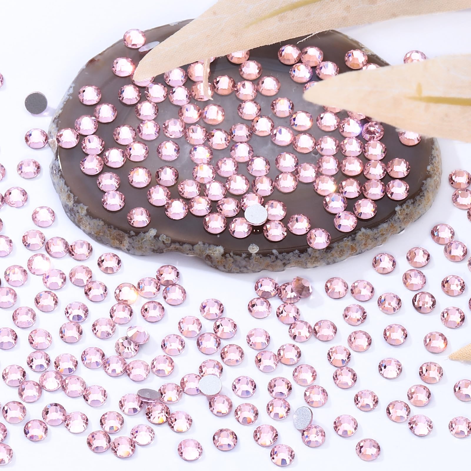 Meibite Pink Flatback Rhinestones SS30, 576 Pcs – Glass Gems for Nail Art & Crafts