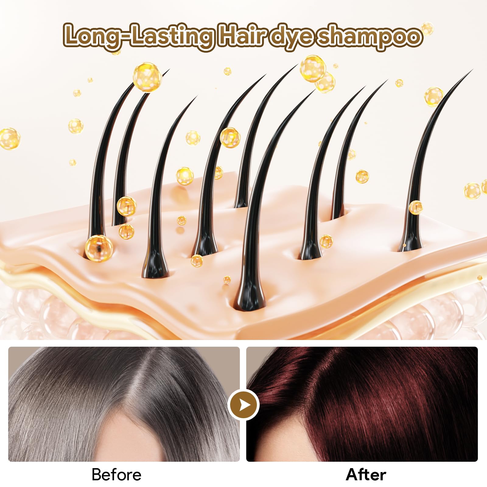 MEIDU Dark Burgundy Hair Dye Shampoo 3-in-1 for Gray Hair – Herbal 500ml