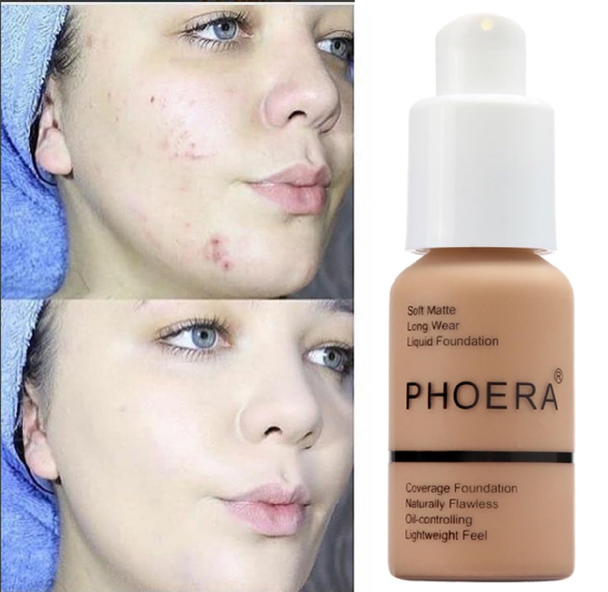Meifen PHOERA Foundation 2-Pack 105 Sand & 106 Warm Sun – Flawless Soft Matte, 24HR Oil Control