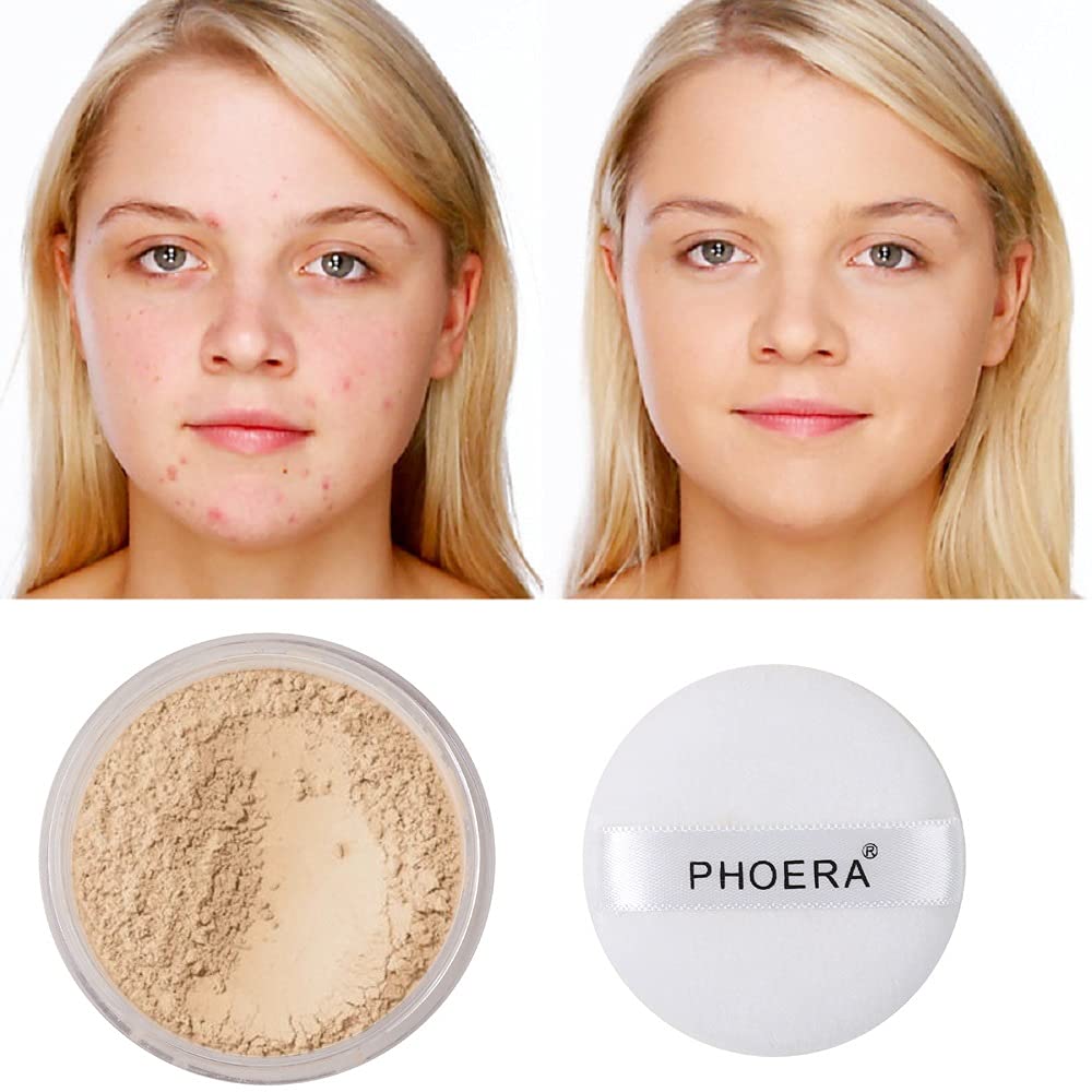 Meifen 2-Piece Phoera Setting Powder – Lightweight Oil Control, Brightens Skin Tone, Full Coverage Loose Powder (01 Translucent, 02 Cool Beige)