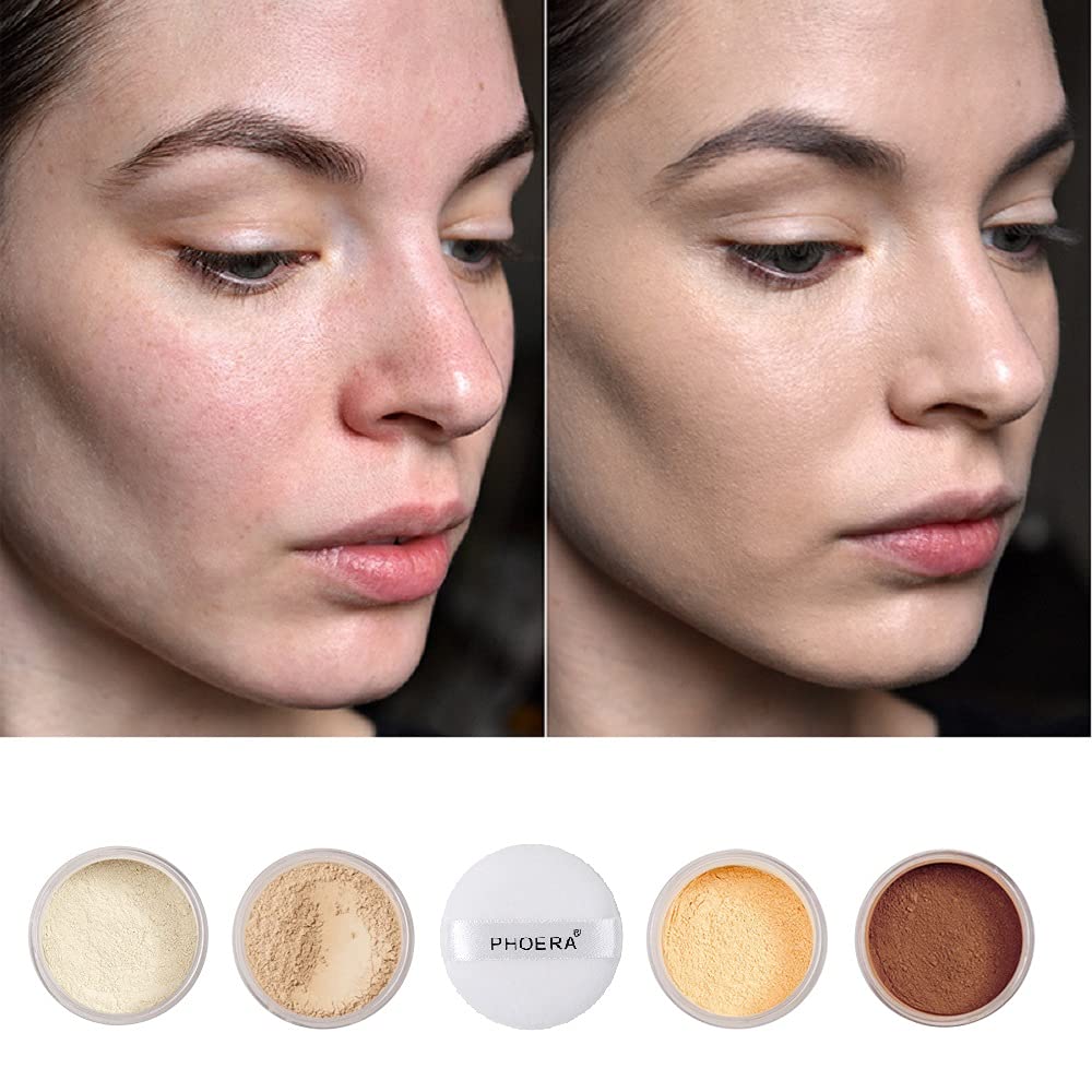 Meifen 2-Piece Phoera Setting Powder – Lightweight Oil Control, Brightens Skin Tone, Full Coverage Loose Powder (01 Translucent, 02 Cool Beige)