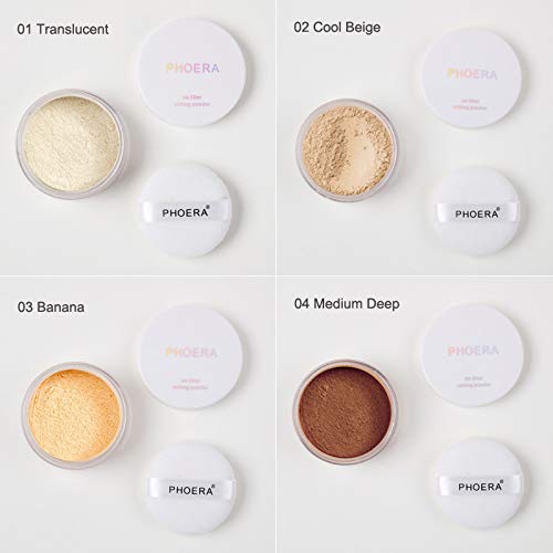 Meifen 2-Piece Phoera Setting Powder – Lightweight Oil Control, Brightens Skin Tone, Full Coverage Loose Powder (01 Translucent, 02 Cool Beige)