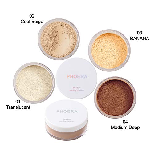 Meifen 2-Piece Phoera Setting Powder – Lightweight Oil Control, Brightens Skin Tone, Full Coverage Loose Powder (01 Translucent, 02 Cool Beige)