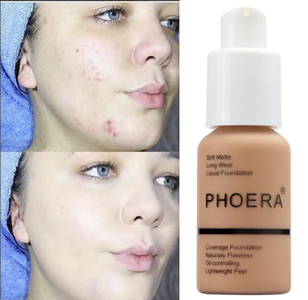 Meifen 2 Pack Matte Oil Control Foundation – PHOERA 30ml Waterproof Matte Foundation 101 Porcelain