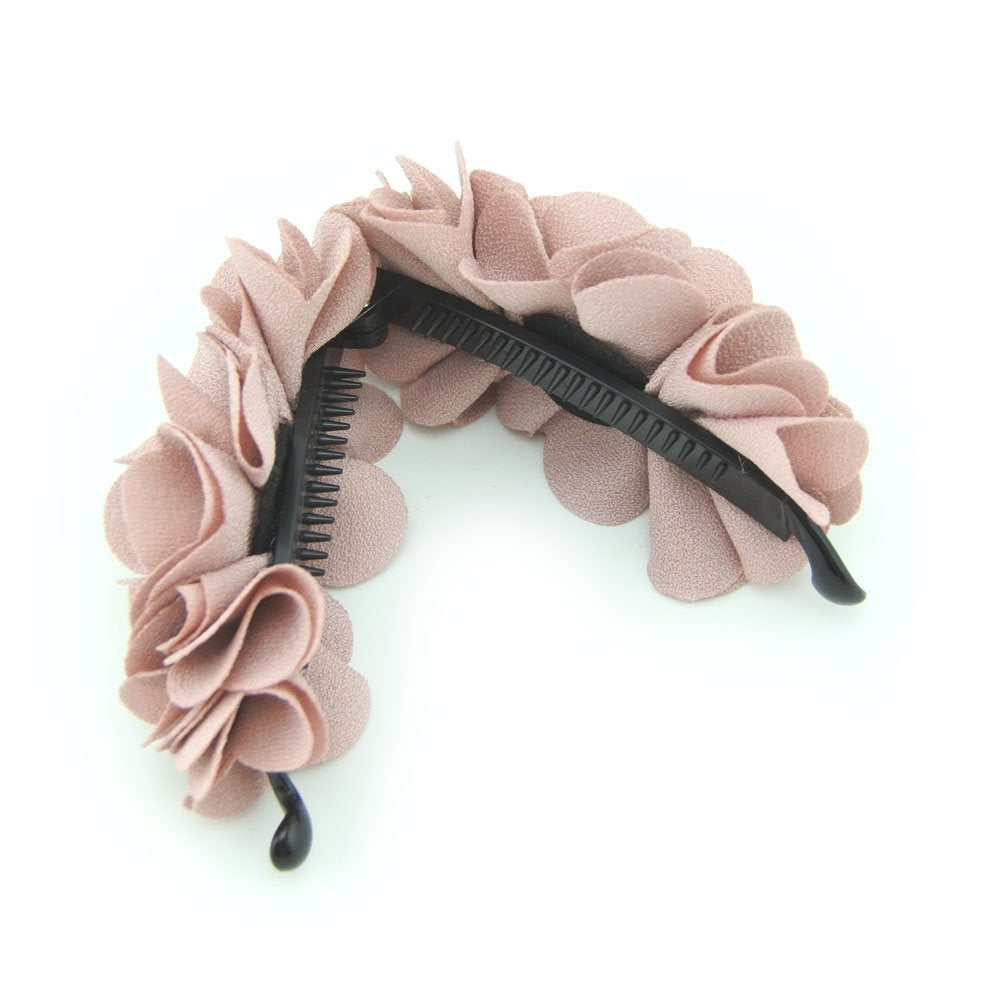 Meilliwish Flowers Rose Hair Clip Ponytail Holder – 1 PCS (Pink) | Elegant Wedding Hair Accessory