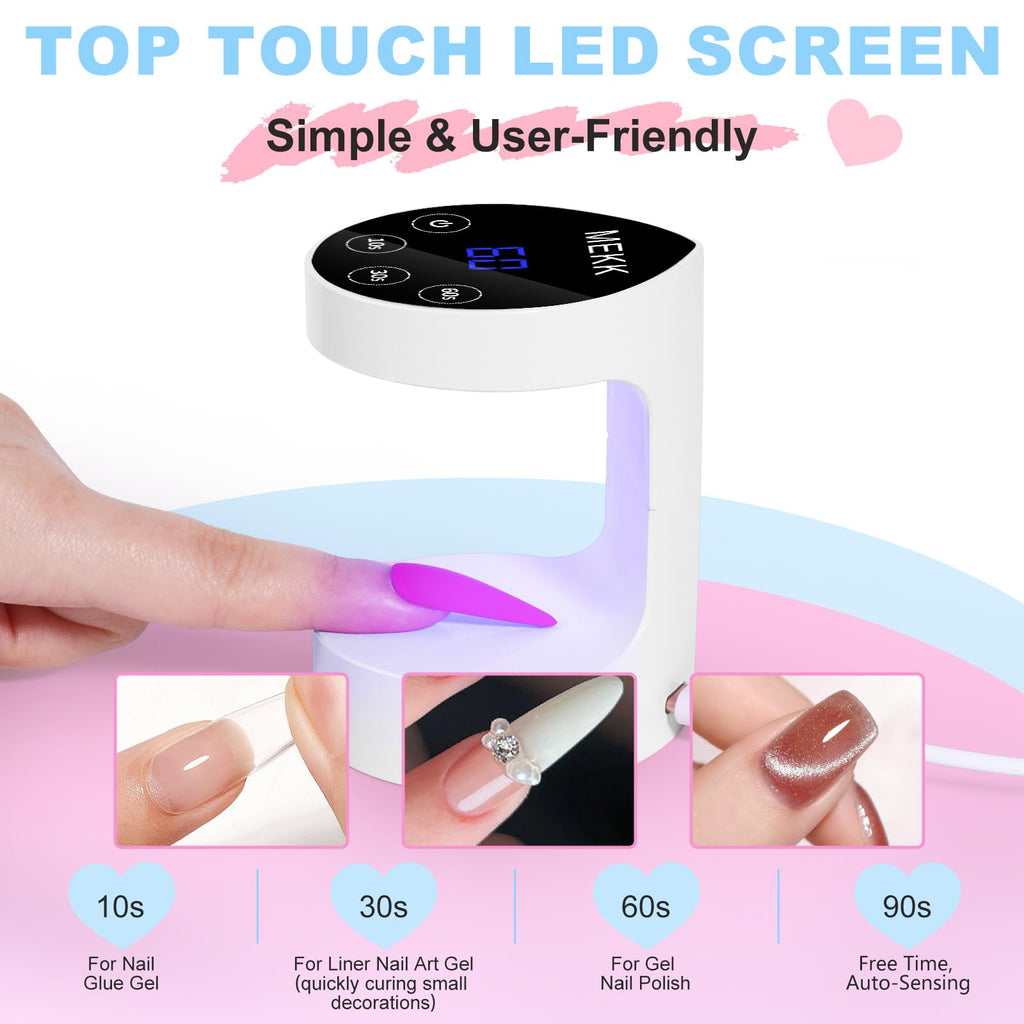 MEKK Mini UV Nail Lamp – Peach Shape, 16W, Auto-Sensor, 8 Beads, 4 Timers