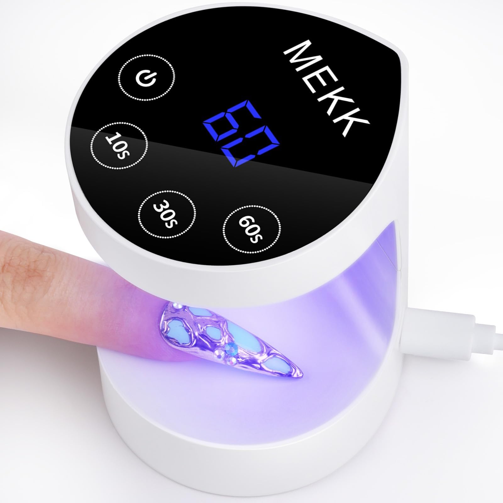 MEKK Mini UV Nail Lamp – Peach Shape, 16W, Auto-Sensor, 8 Beads, 4 Timers
