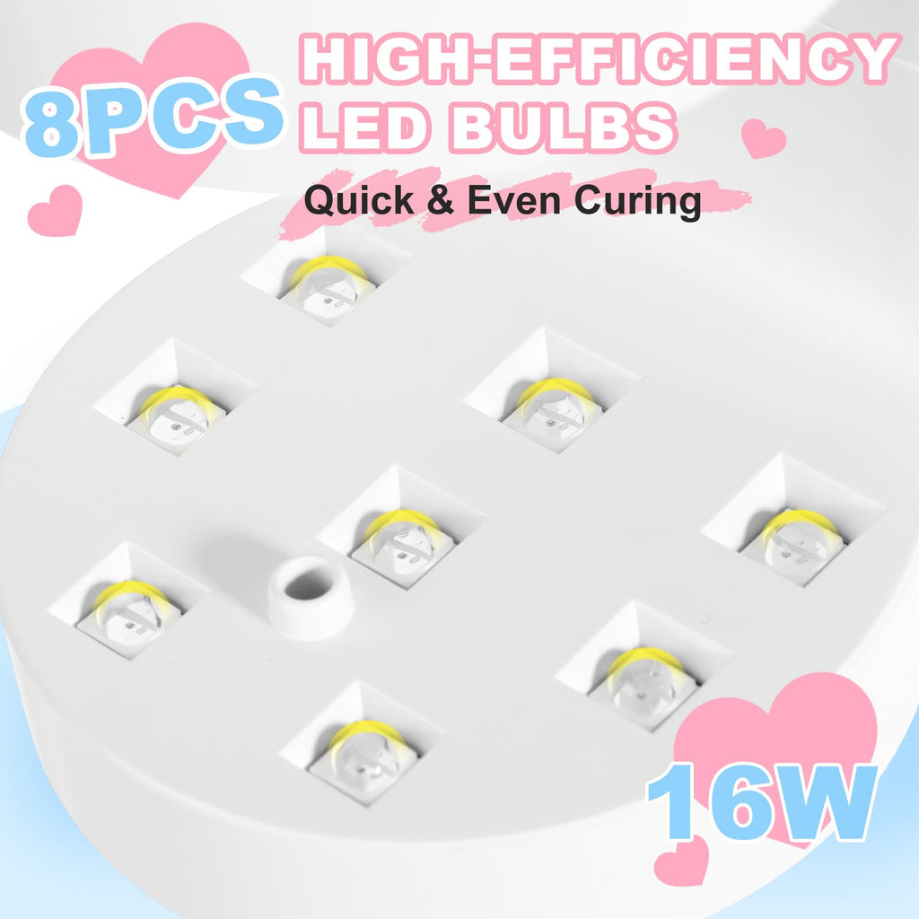 MEKK Mini UV Nail Lamp – Peach Shape, 16W, Auto-Sensor, 8 Beads, 4 Timers
