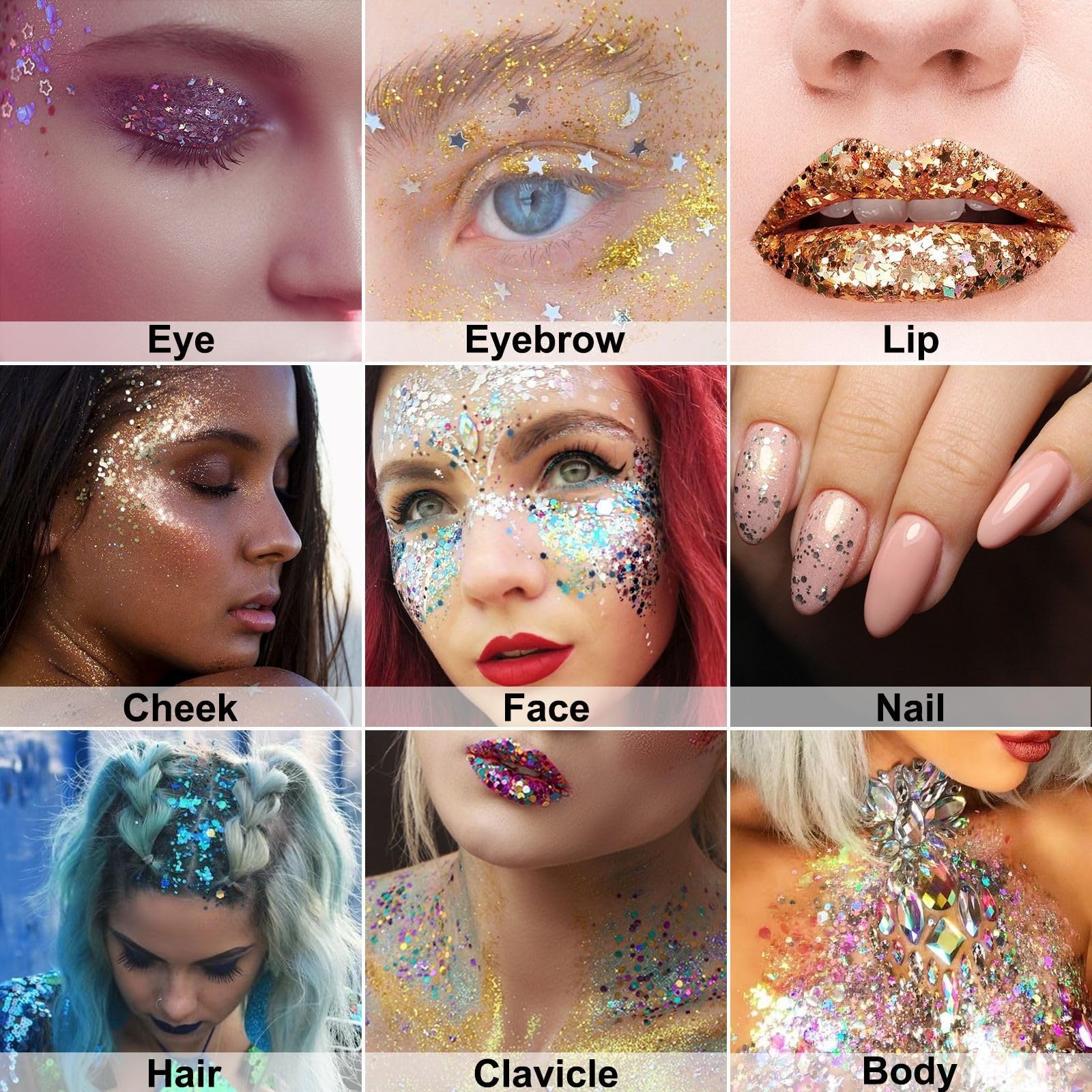 Melemando Body Glitter Stick - 11 Color Holographic Mermaid Glitter for Face, Body, Hair | Concerts & Festivals