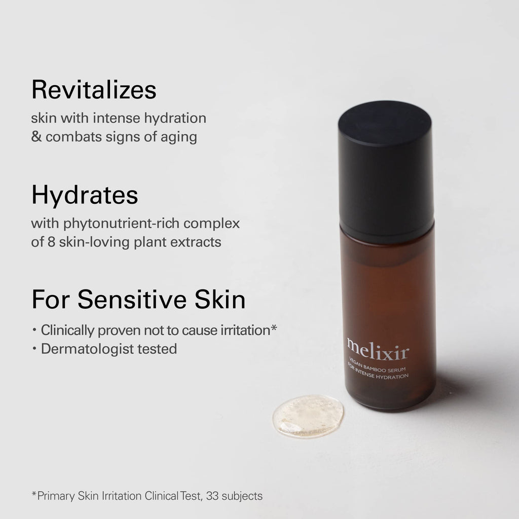 Melixir Vegan Hydration Kit for Dry Skin | Bamboo Hydration Serum + Relief Facial Moisturizer