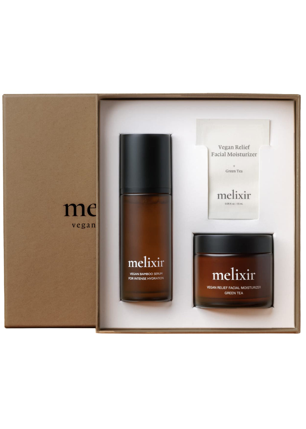 Melixir Vegan Hydration Kit for Dry Skin | Bamboo Hydration Serum + Relief Facial Moisturizer