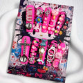MellowBells Handmade Dark Baroque Press-On Nails | Black Diamonds & Vintage Watches | Size S