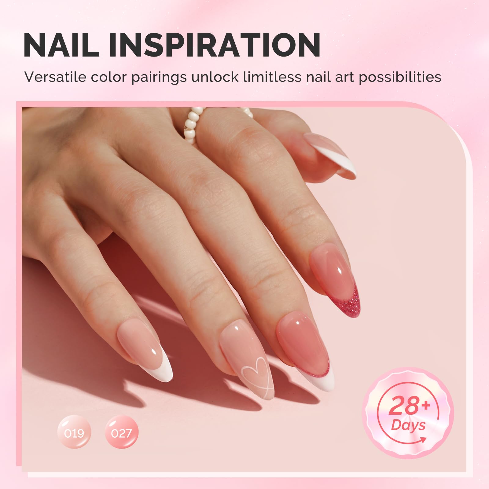 MelodySusie Builder Gel Nail Set – 6 Nude Pink Base Colors, Clear Rubber Base, 15ml Polishes, Soak-Off UV Extension, Rhinestone Glue Gift for Women